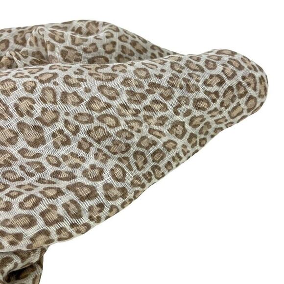 Chicos Womens Leopard Print Scarf Fringe Sheer Wrap 42x42 Square Beige Ivory - Picture 3 of 16